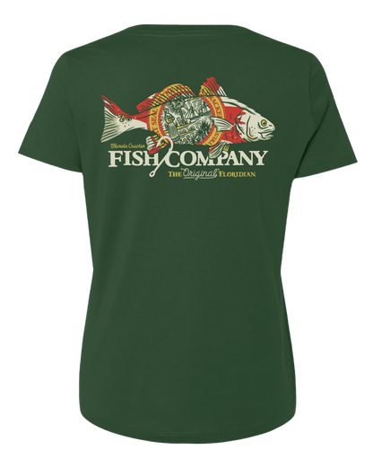 LIMITED FISH REDFISH V-NECK SHIRT - MILITARY GREEN